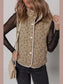 Floral Print Quilted Concealed Button Vest nicholesgifts