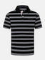 Men's Plus Size Striped Short Sleeve Polo Shirt nicholesgifts