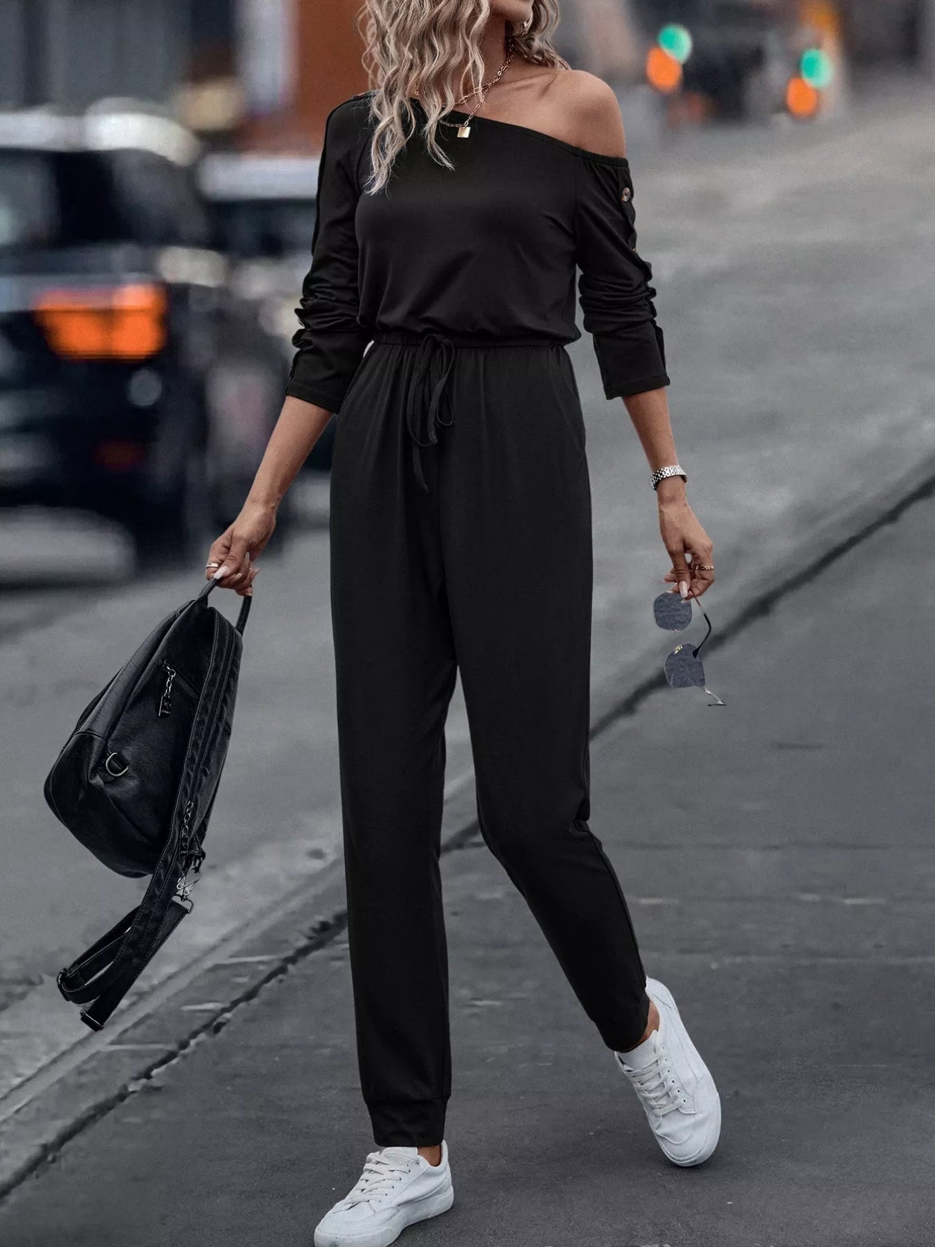 One Shoulder Long Sleeve Jumpsuit nicholesgifts