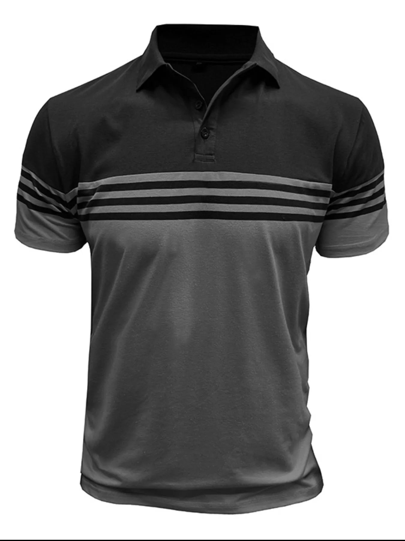 Men's Full Size Color Block Striped Polo Shirt Plus Size NicholesGifts