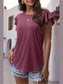 Ruffled Round Neck Cap Sleeve Blouse nicholesgifts