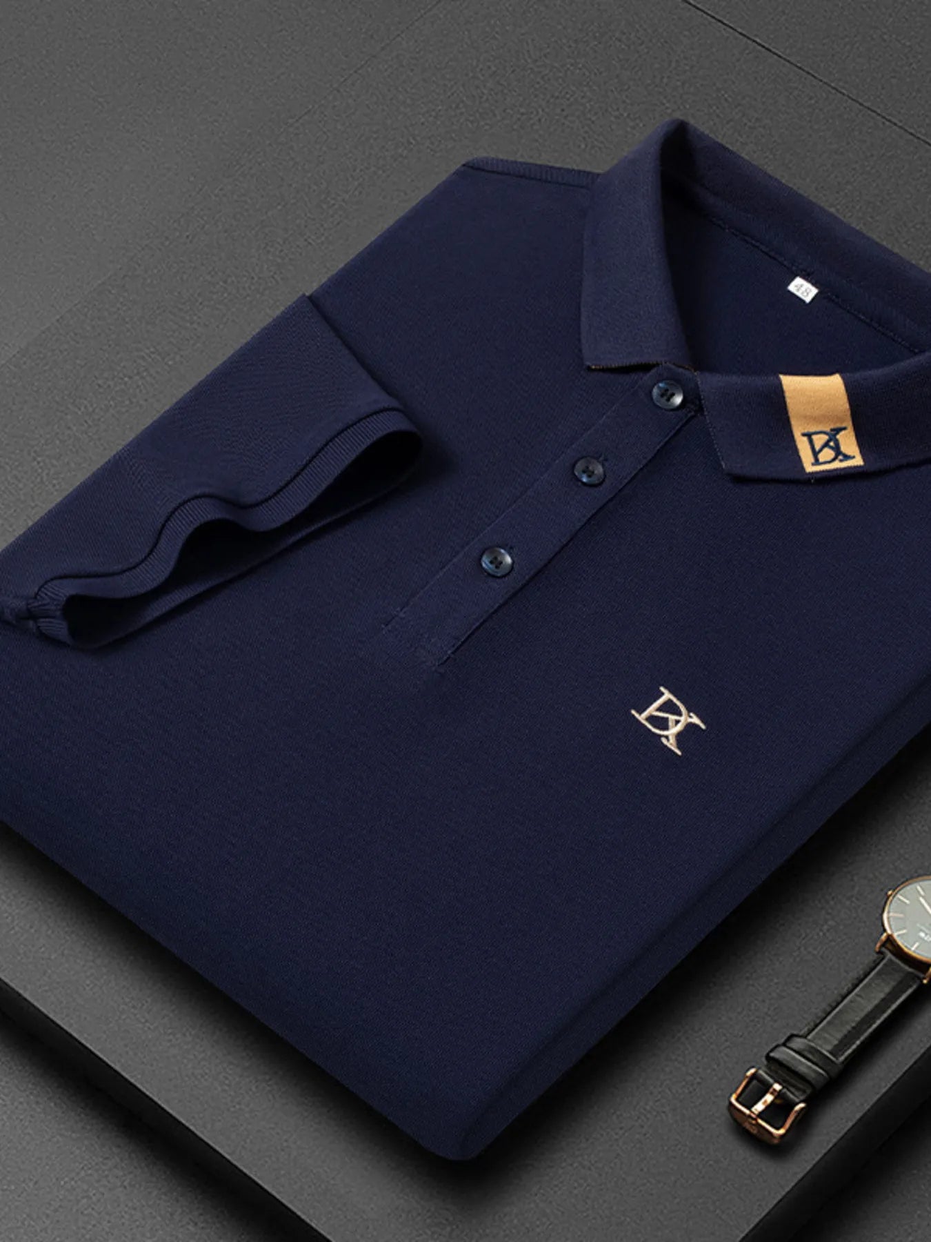 Men's Plus Size Short Sleeve Embroidered Detail Polo NicholesGifts
