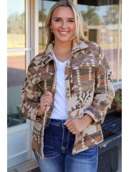 NicholesGifts Women Geometric Dropped Shoulder Collared Jacket
