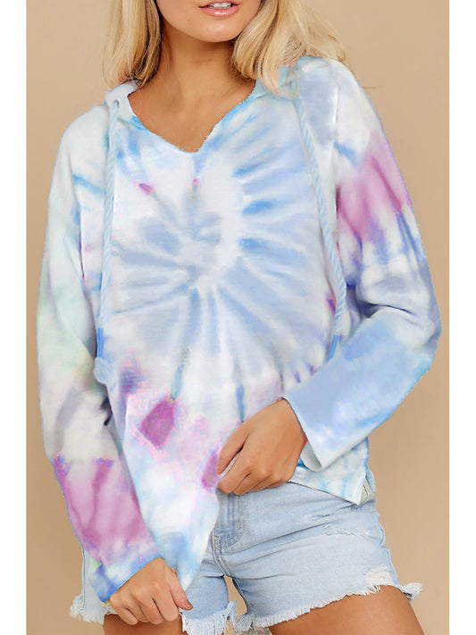NicholesGifts Women Drawstring Tie-Dye Long Sleeve Hoodie NicholesGifts
