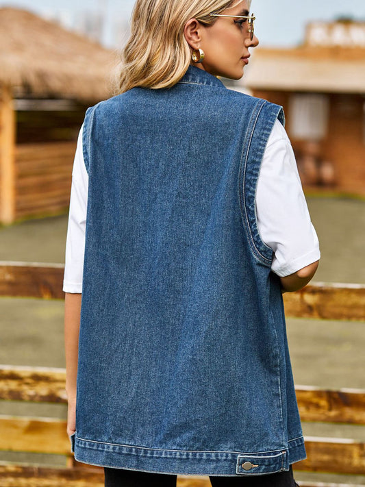 Button Down Denim Vest nicholesgifts