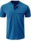 Men's Full Size Casual Henley T-Shirt with Contrast Stitching and Pocket Plus Size nicholesgifts