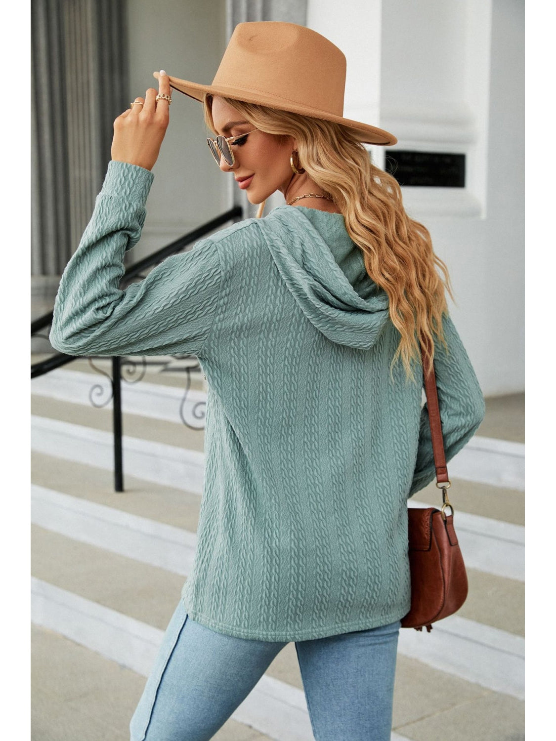 Cable-Knit Long Sleeve Hoodie nicholesgifts