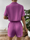 Ivy Lane Contrast Lapel Collar Cropped Shirt and Shorts Lounge Set nicholesgifts
