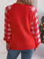 Reindeer Plaid Round Neck Long Sleeve Sweater nicholesgifts