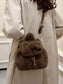 Fuzzy Plush Drawstring Backpack Bag nicholesgifts