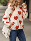 Women Fuzzy Heart Pocketed Dropped Shoulder Hoodie nicholesgifts