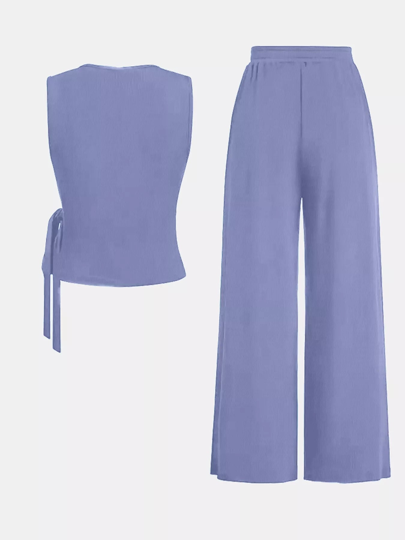 Side Tie Round Neck Tank and Pants Set Trendsi