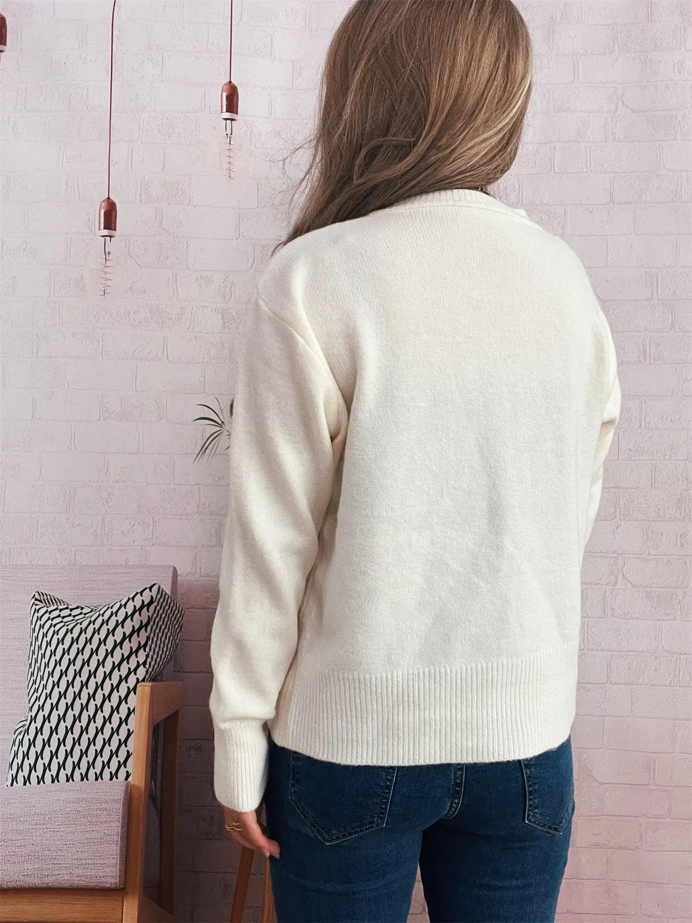 Ribbed Button-Front Knit Cardigan