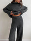 Slit Turtleneck Long Sleeve Top and Pants Sweater Set nicholesgifts