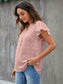 Swiss Dot Notched Flutter Sleeve Blouse nicholesgifts