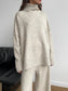 Slit Turtleneck Long Sleeve Top and Pants Sweater Set nicholesgifts