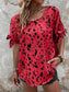 Women Tied Printed Boat Neck Blouse nicholesgifts