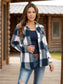 Women Full Size Pocketed Plaid Collared Neck Shacket nicholesgifts