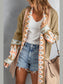 Women Geometric Open Front Long Sleeve Cardigan Sweater nicholesgifts
