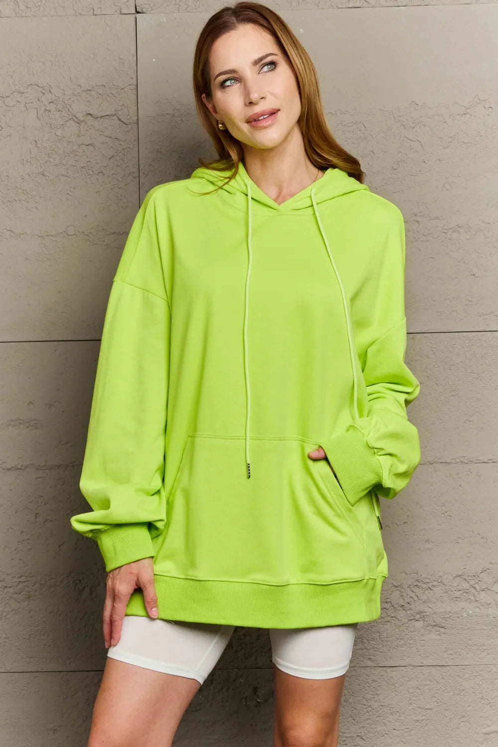 Full Size Drawstring Long Sleeve Hoodie Trendsi