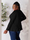 Double Take Half Button Long Sleeve Ruffle Hem Blouse nicholesgifts
