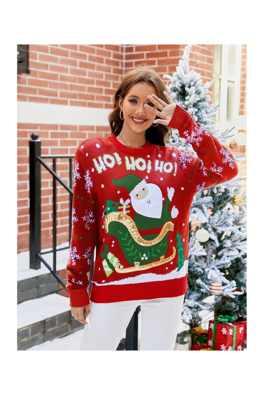Santa Round Neck Long Sleeve Sweater