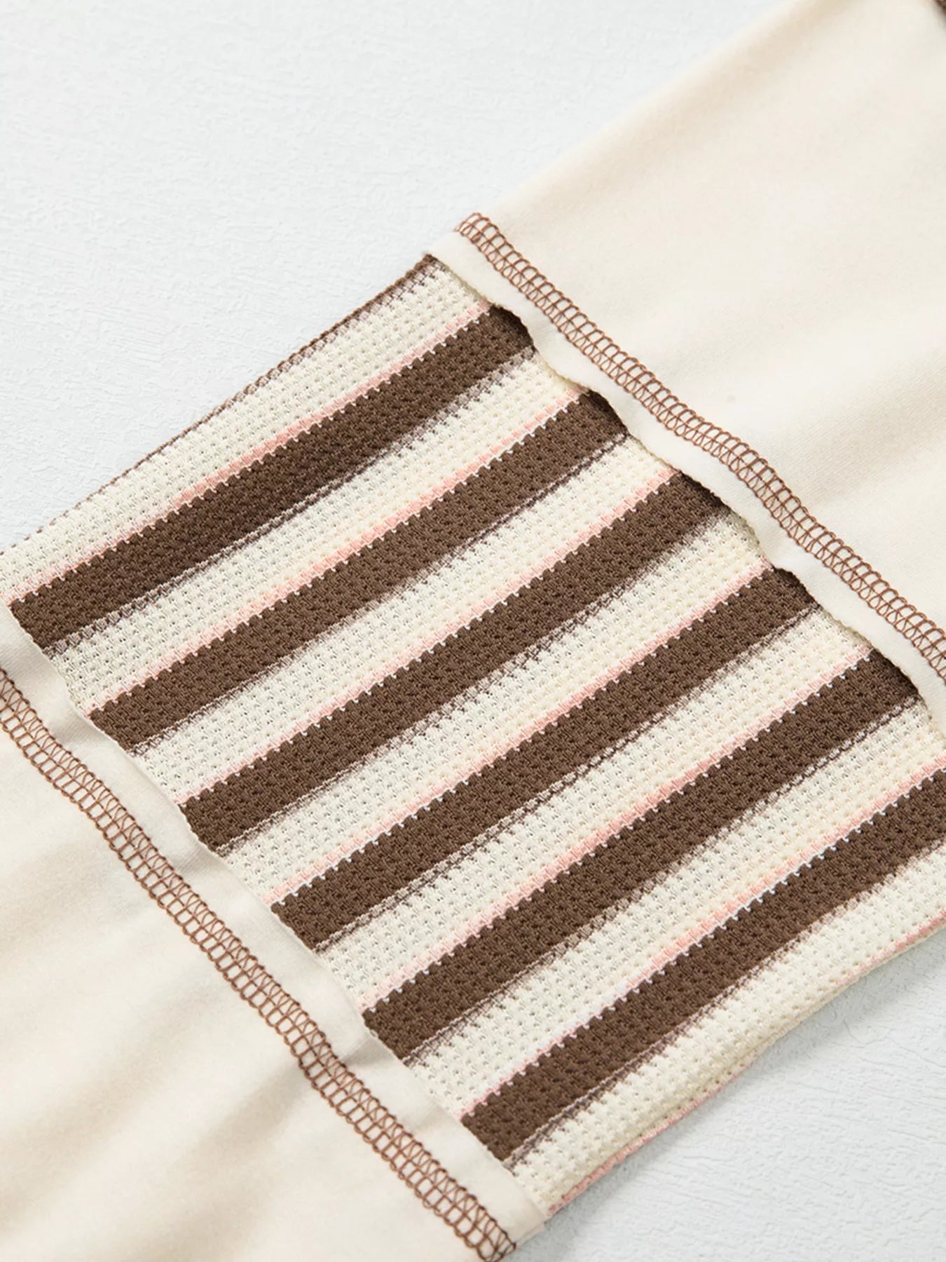 Stripe Stitched Detail Color Block Patchwork Oversized Top Trendsi
