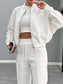Baseball Collar Zip Up Outerwear and Drawstring Pants Set nicholesgifts