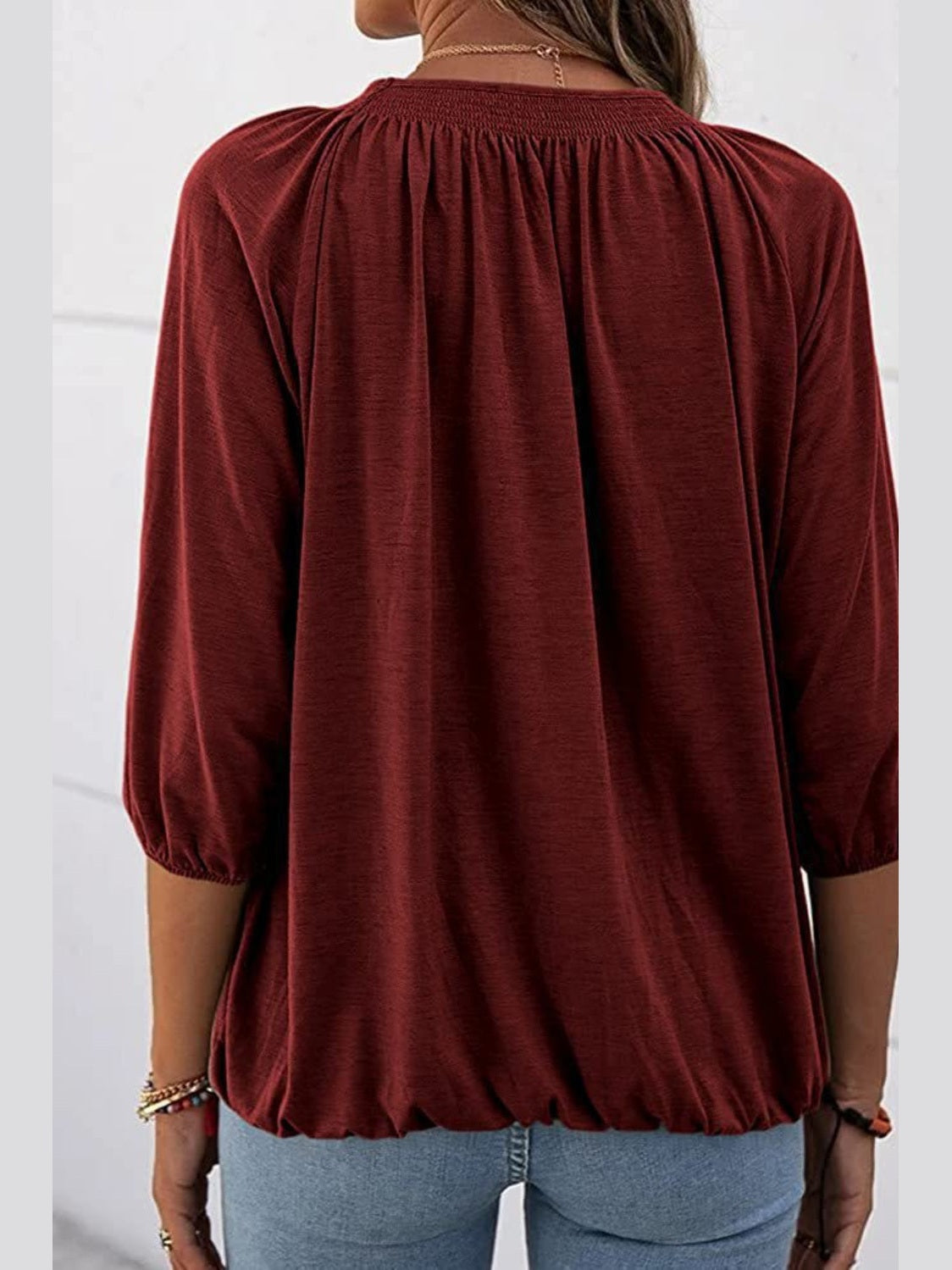 Gathered Detail Round Neck T-Shirt