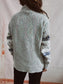 Geometric Mock Neck Dropped Shoulder Sweater nicholesgifts