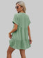 Women Ruched Tiered V-Neck Short Sleeve Mini Dress nicholesgifts