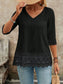 Lace Hem V-Neck Blouse nicholesgifts