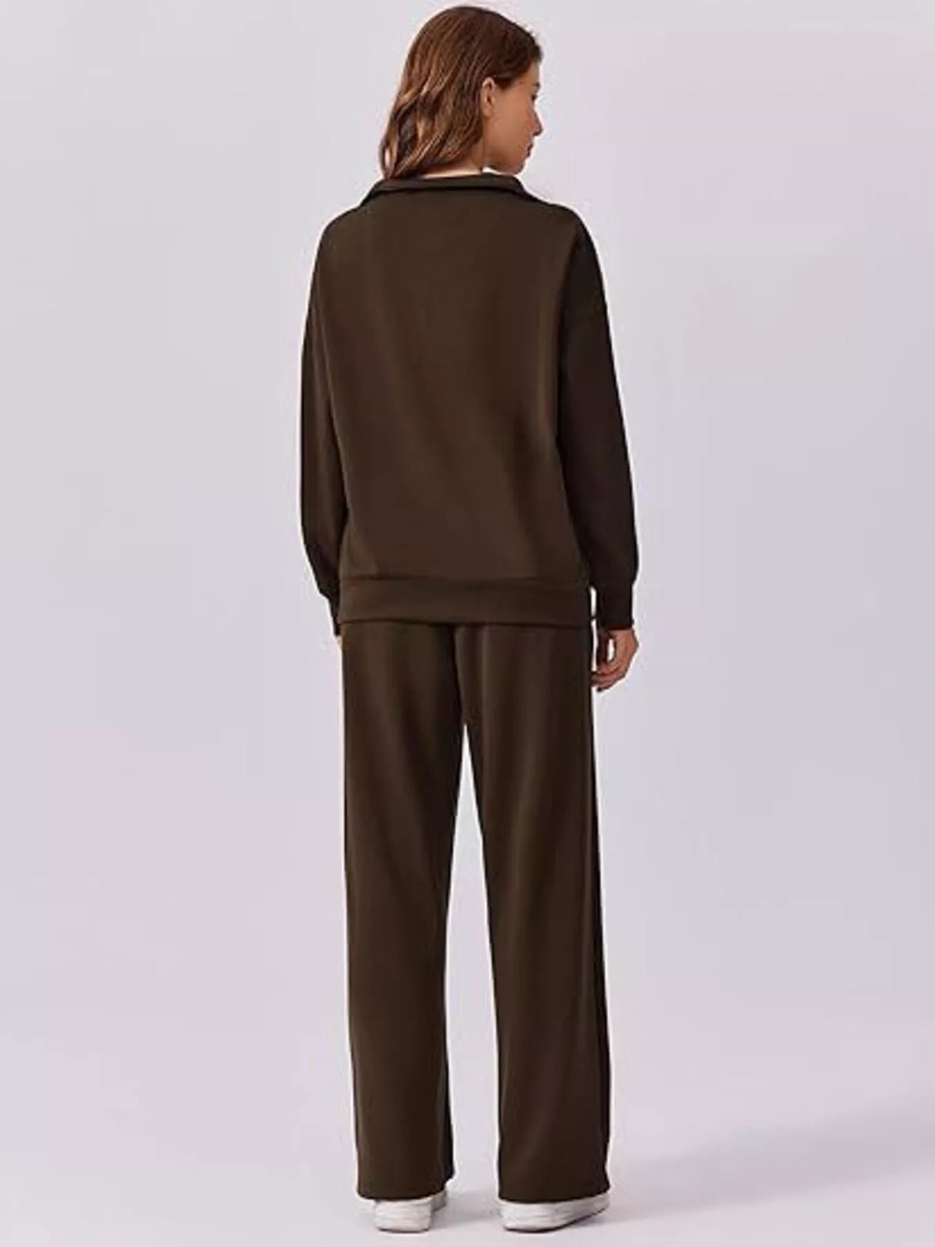 Relaxed Fit Quarter-Zip Top and Pants Set nicholesgifts