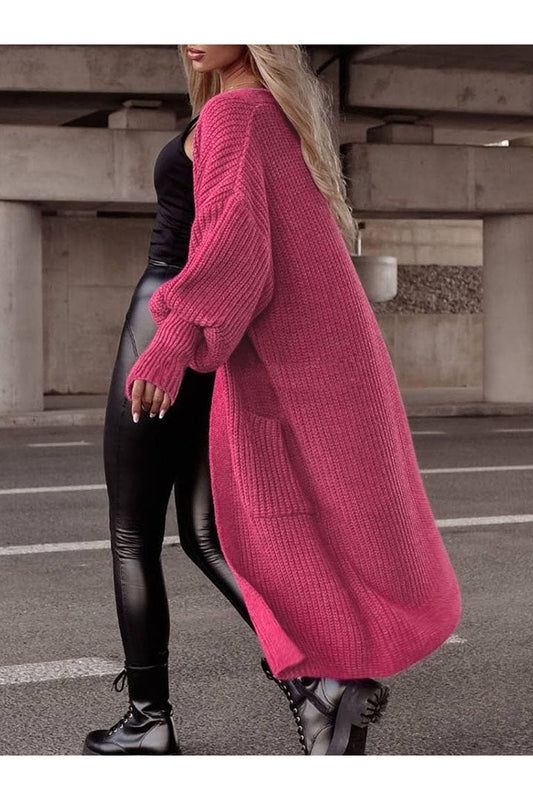 Women Lantern Sleeve Pocketed Cardigan NicholesGifts