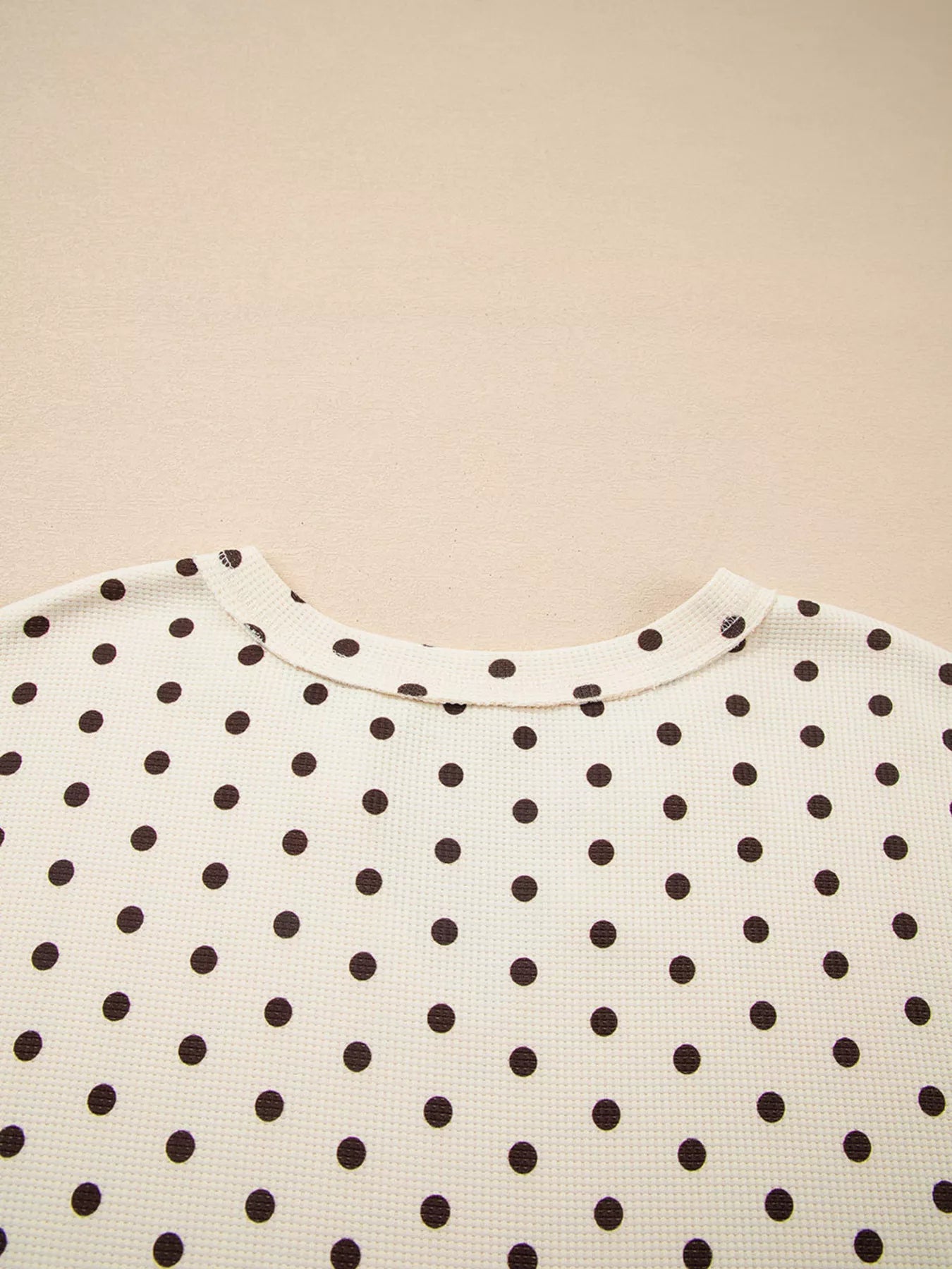 Polka Dot Notched Long Sleeve Top and Drawstring Joggers Lounge Set Trendsi