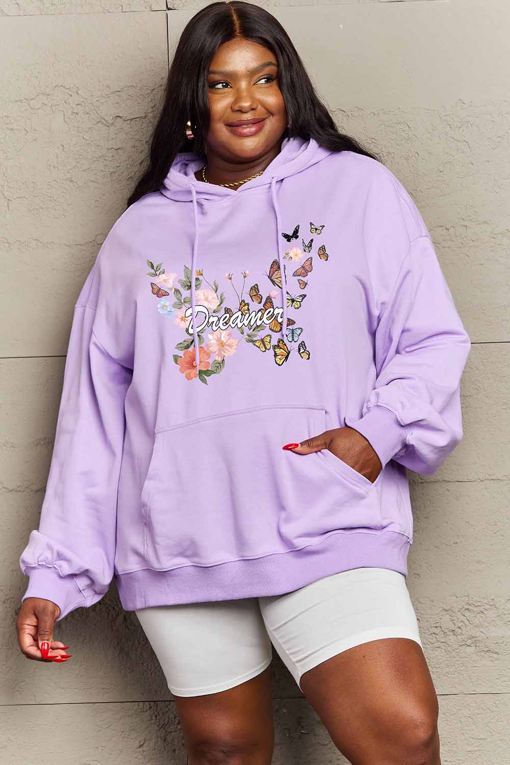 Simply Love Simply Love Full Size Dropped Shoulder DREAMER Graphic Hoodie Trendsi