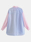 Women Pocketed Color Block Long Sleeve Shirt NicholesGifts