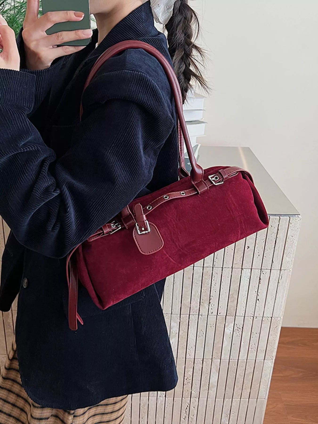 Buckle Decor Shoulder Bag nicholesgifts