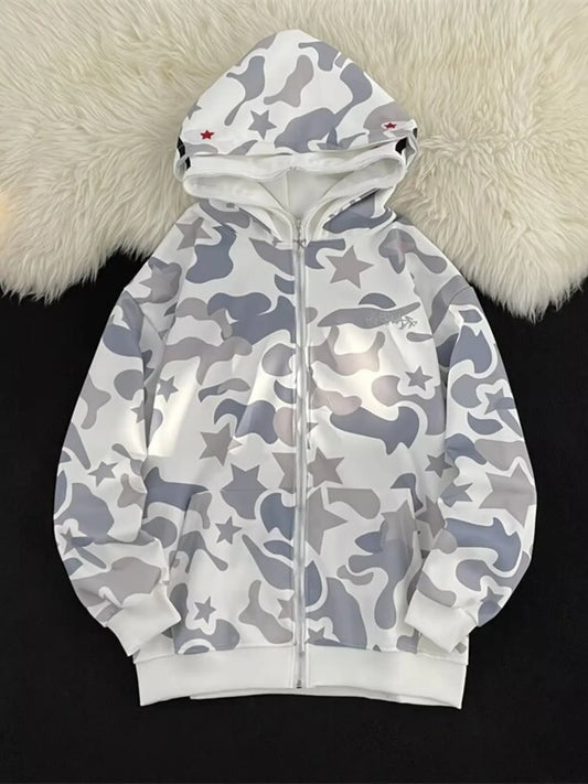 Men's Camo Print Zip-Up Hoodie NicholesGifts