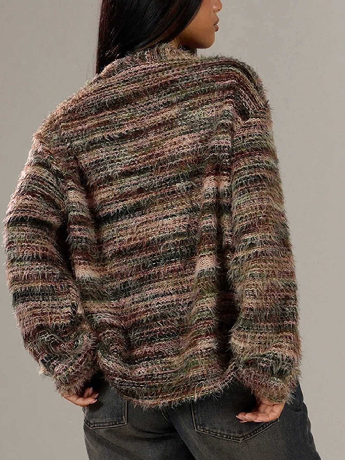 Fuzzy Button Down Chunky Cardigan