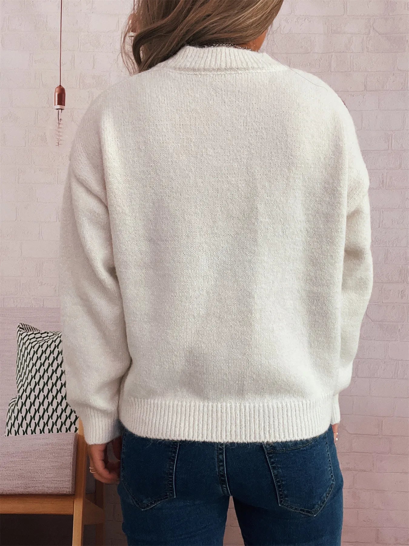 Contrast Cherry Round Neck Sweater