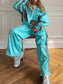 Zip Up Long Sleeve Top and Pants Set nicholesgifts