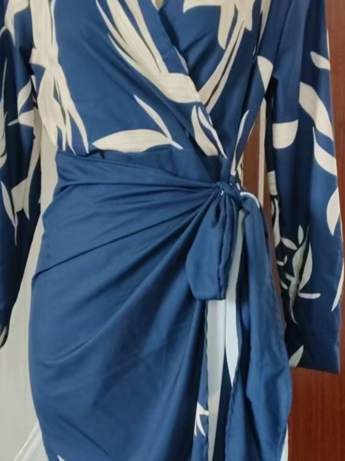 Full Size Printed Tied Wrap Midi Dress Plus Size nicholesgifts