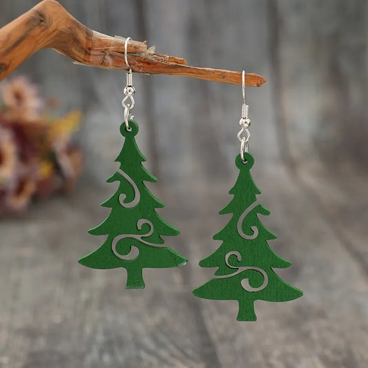 Christmas Tree Wooden Earrings Trendsi