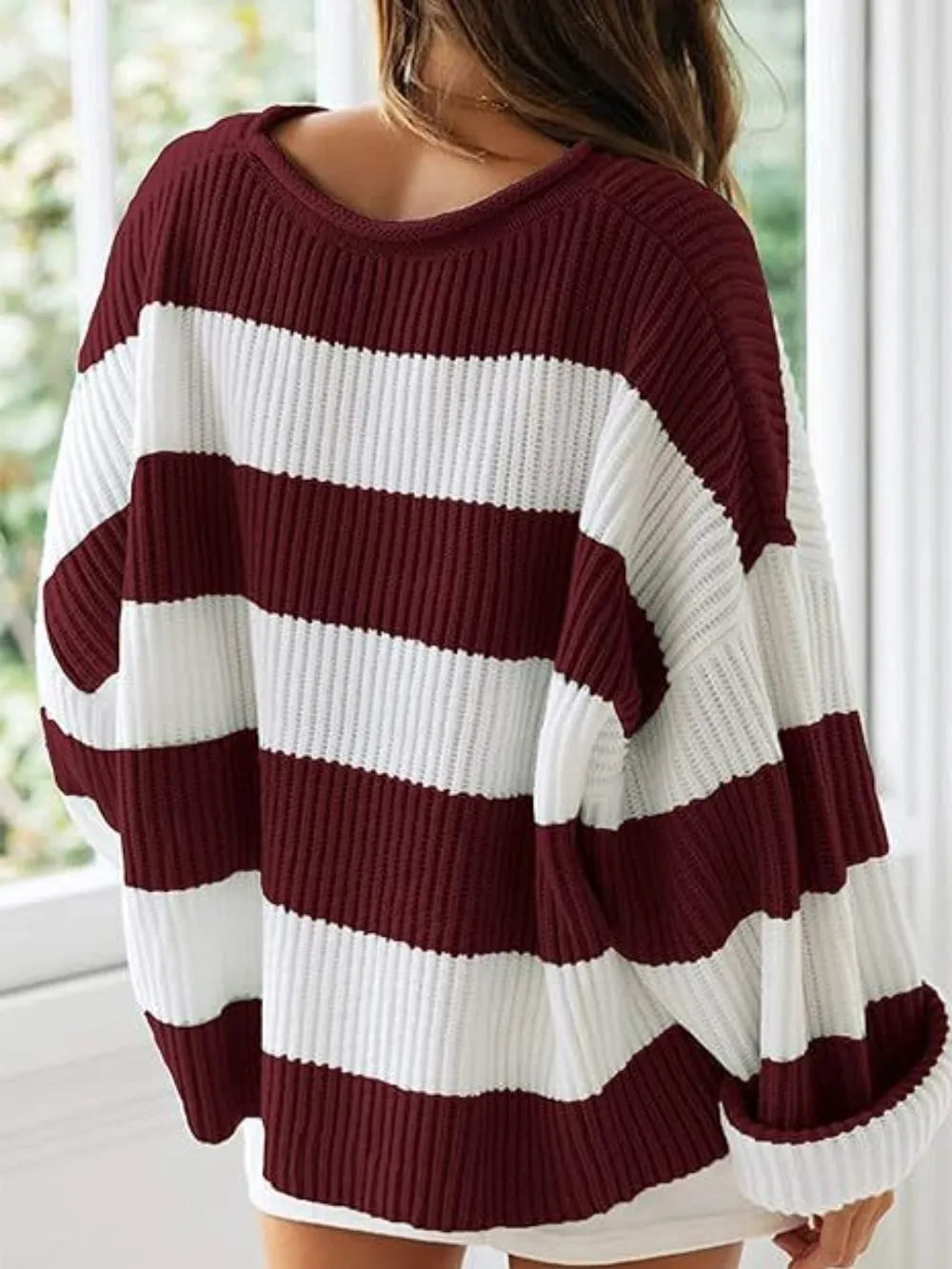 Round Neck Long Sleeve Sweater Trendsi
