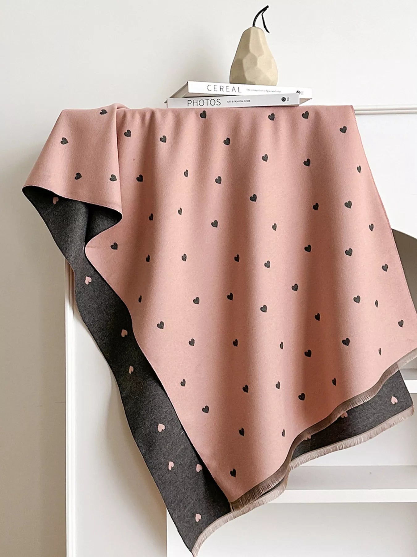 Women Heart Raw Hem Scarf For Valentine's Day Gift nicholesgifts