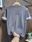 Men's Full Size Contrast Shoulder Stripes Round Neck T-Shirt Plus Size nicholesgifts
