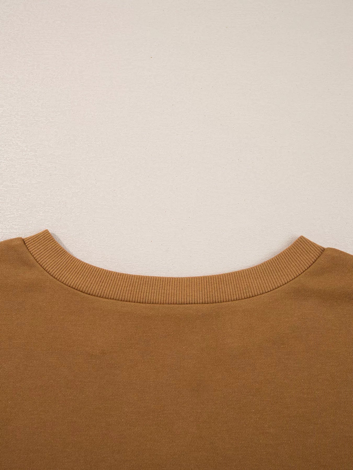 Oversized Textured Split Neck High Low Sweatshirt Trendsi