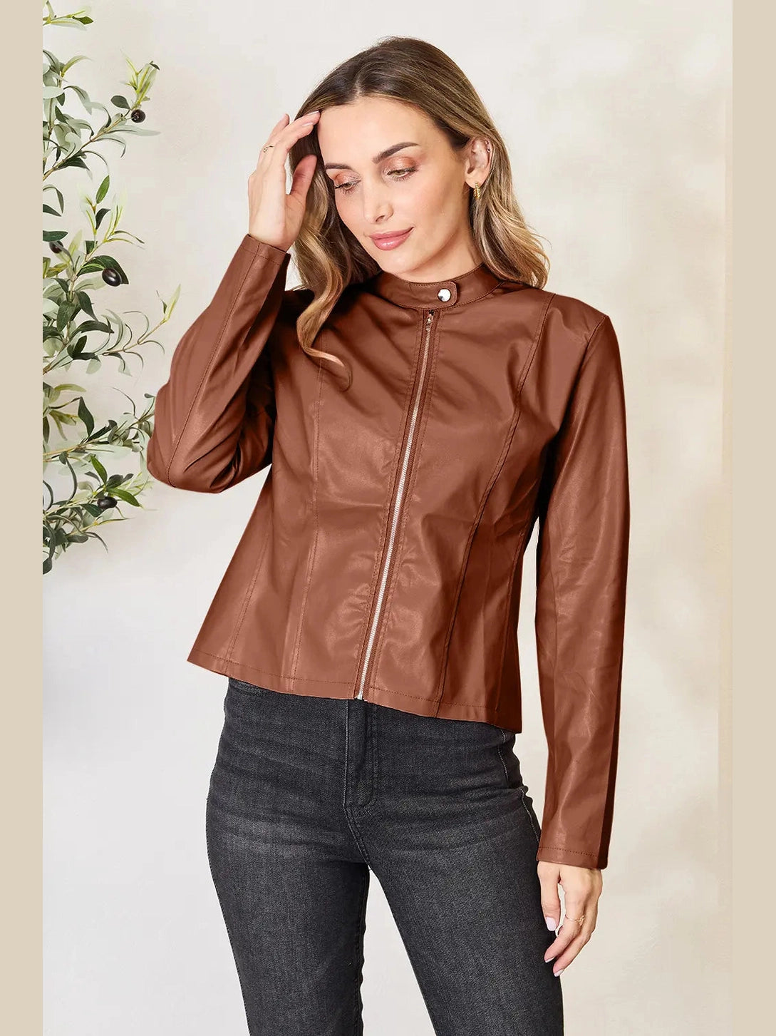 Mock Neck Zip Up Jacket nicholesgifts