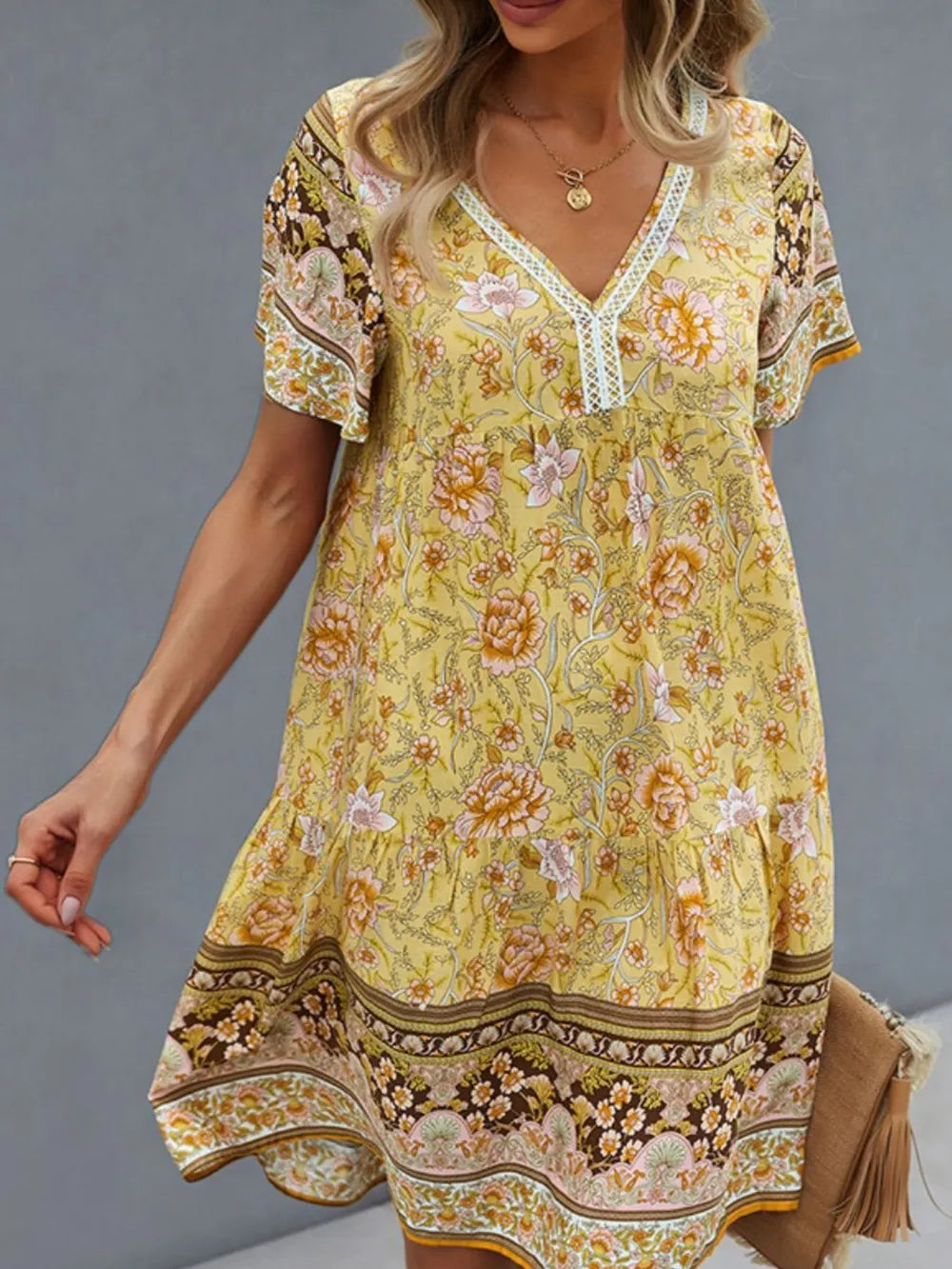 Floral Print V-Neck Summer Dress NicholesGifts